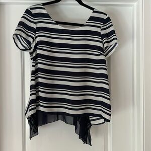 Navy white open back top - Maeve